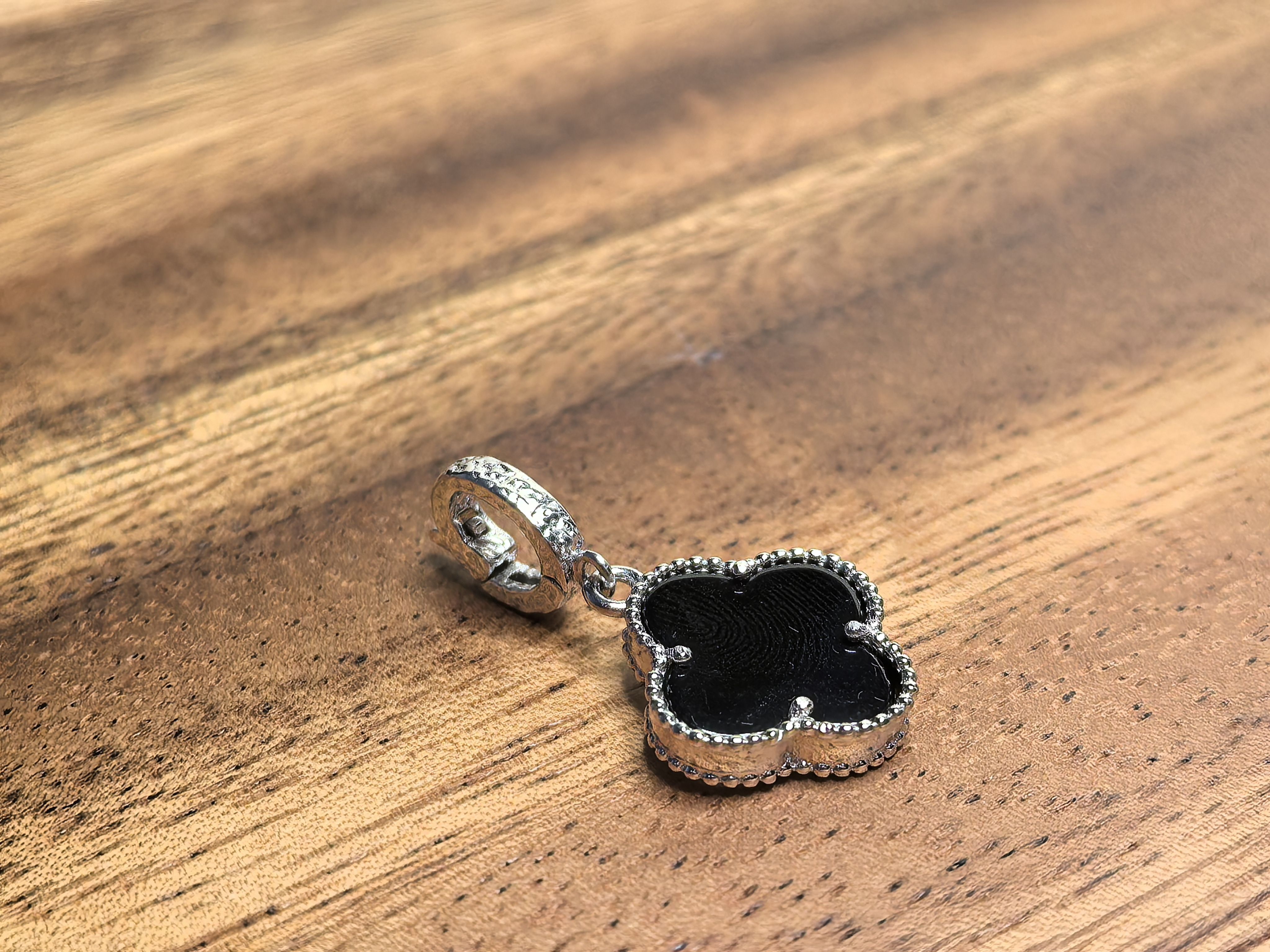 纯银项链坠子玛瑙四叶草吊坠不含链925足银单独项坠简约女双面戴