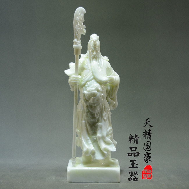 玉石摆件天然岫玉摆件武财神关公