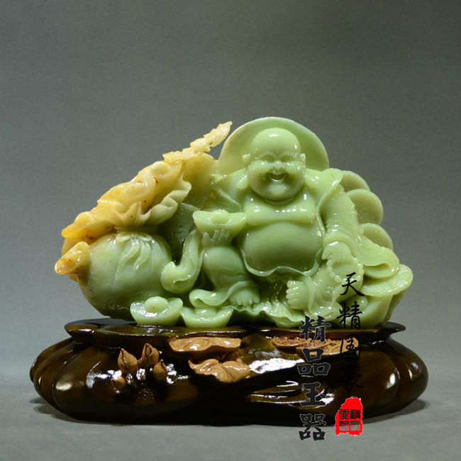 天然岫玉玉石摆件家居玄关佛