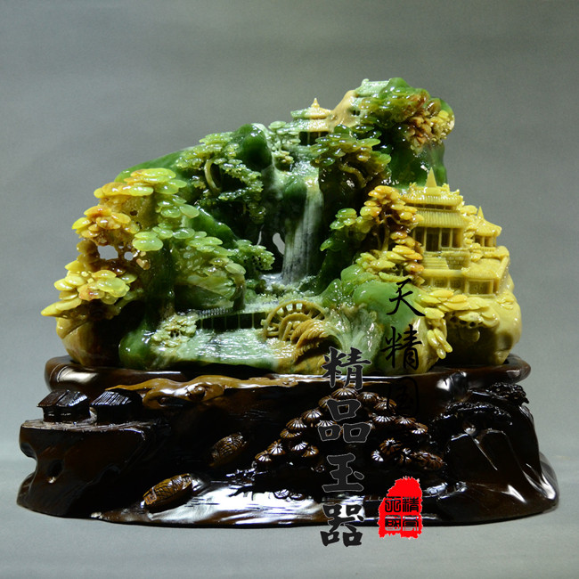 玉石摆件客厅天然岫玉摆件原石玉雕摆件山水家居玄关乔迁开业礼品