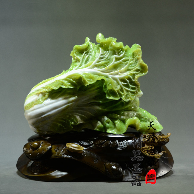 天精国豪天然岫玉白菜摆件乔迁礼
