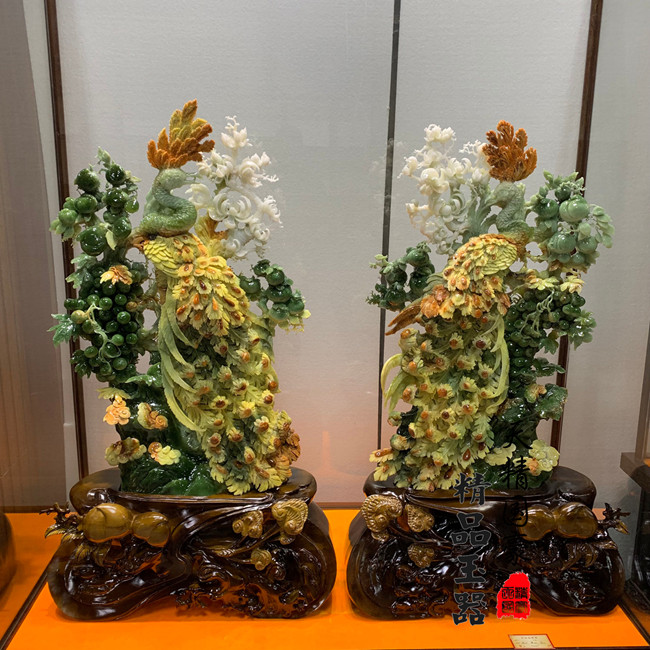 天精国豪天然岫玉玉石摆件玄关
