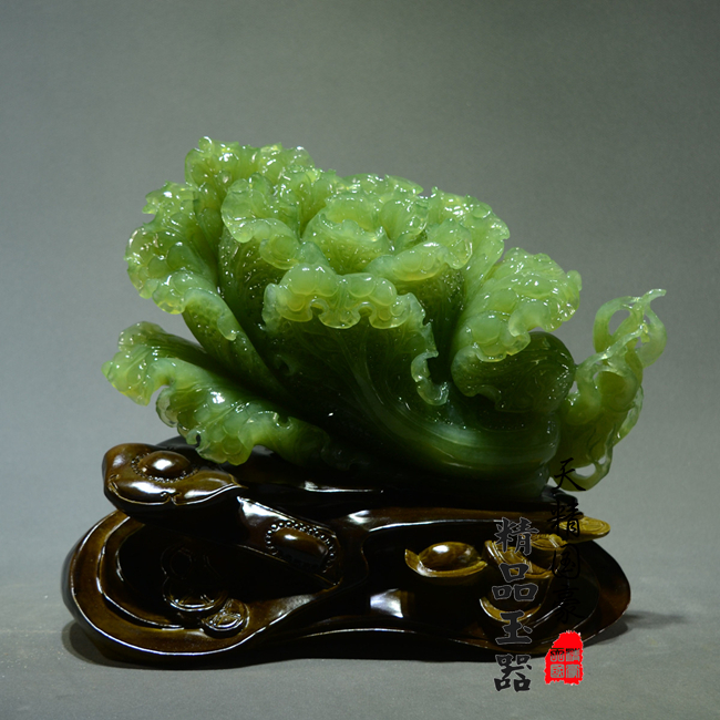 玉石摆件客厅天然岫玉摆件白菜