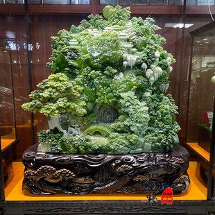 玉石摆件客厅天然岫玉摆件原石玉雕摆件家居玄关乔迁开业礼品山水