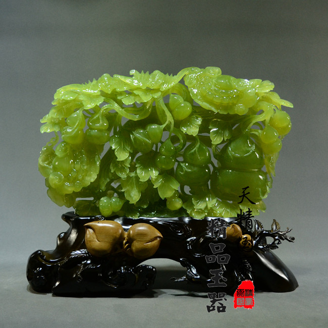 玉石摆件客厅天然岫玉摆件原石玉雕摆件家居玄关乔迁开业礼品葫芦
