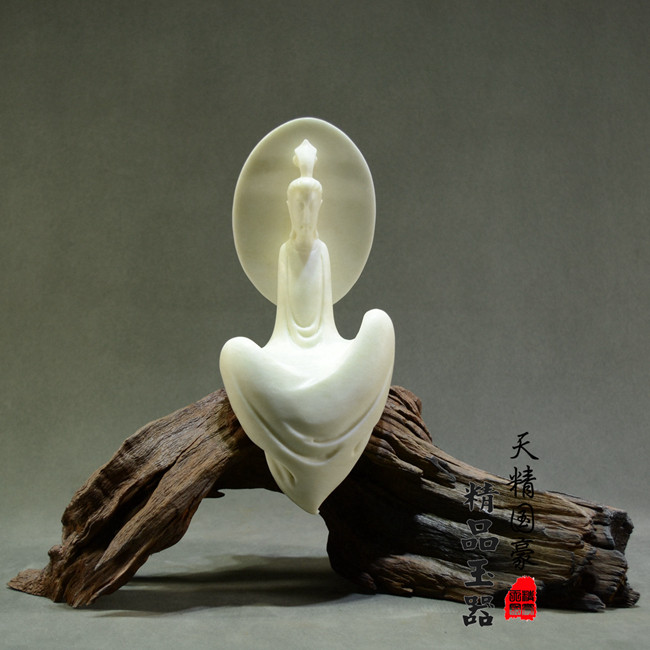 玉石摆件客厅天然岫玉摆件原石玉雕观音家居办公人物乔迁礼品悟道