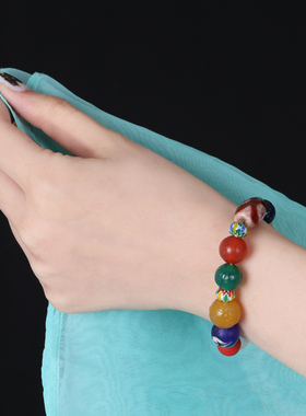 多宝藏式手串血巴琉璃珠