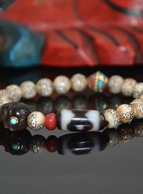 九秘坊天然老料坛城三眼手链