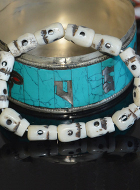 西藏天然牦牛骨骷髅头佛珠