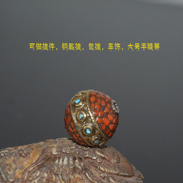 九秘坊天然绿松石24mm复古吊坠