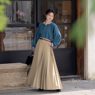 瞳莞原创壁上观竖领对襟弓袋袖短衫马面裙汉服套装日常通勤百搭