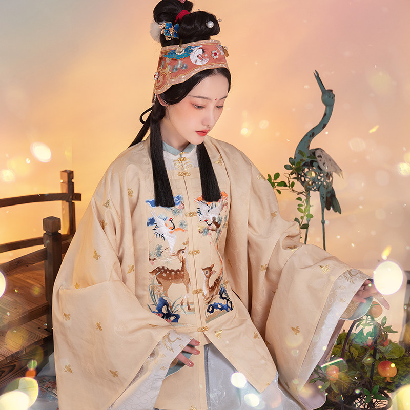 瞳莞汉服原创设计2021年新款中国风方领对襟大袖短袄 鹤鹿同春,女装/女士精品,汉服上装,淘宝优惠券,粉丝福利购,淘宝优惠卷