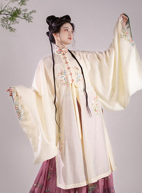 瞳莞汉服仙云弄巧2.0竖领对襟广袖长衫绣花上衣清冷感百搭长袖女