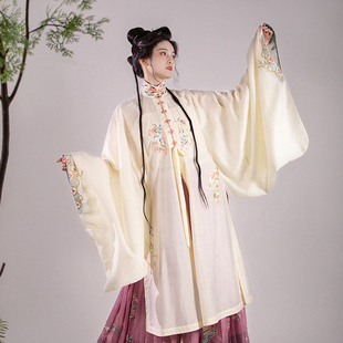 瞳莞汉服仙云弄巧2.0竖领对襟广袖长衫绣花上衣清冷感百搭长袖女