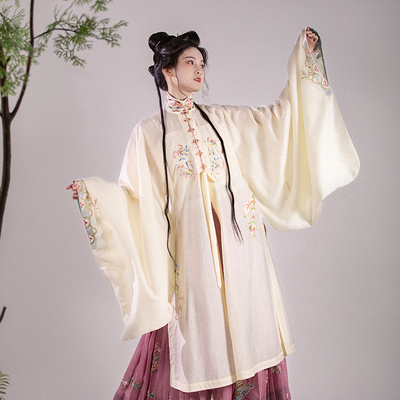 瞳莞汉服仙云弄巧2.0竖领对襟广袖长衫绣花上衣清冷感百搭长袖女