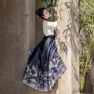 瞳莞原创明制女仿织金妆花马面裙高级日常山海月明短款