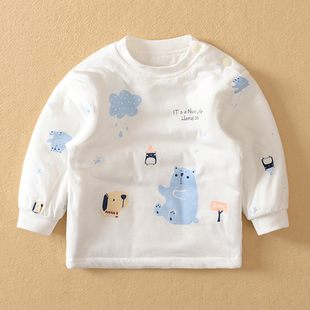 冬季 哈咪奇宝宝纯棉保暖内衣婴儿内胆上衣男女加厚秋衣空气棉衣