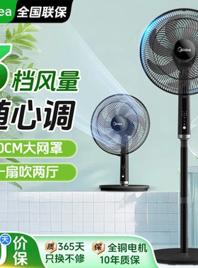 美的电风扇遥控落地扇家用静音摇头定时大风力立式电扇FSA40STH