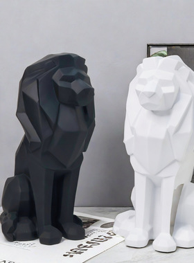 北欧几何狮子摆件创意树脂工艺品家居客厅办公室样板房装饰品礼品