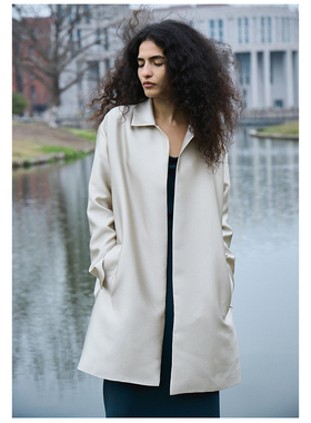 mytopbuyer/BNPS 轻盈空气感纯色丝质中长外套春夏薄质风衣