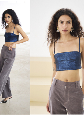 mytopbuyer/BNPS 闪光面料意大利进口材质抹胸式吊带