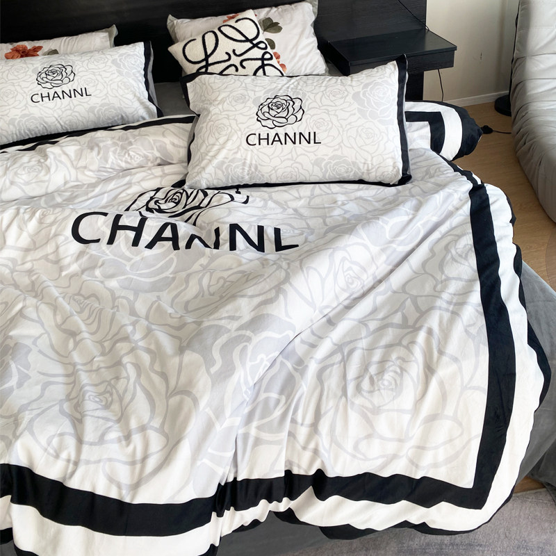 小香风冬季保暖牛奶绒四件套高级感双面加绒被套珊瑚绒床单三件套,床上用品,床品套件/四件套/多件套,淘宝优惠券,粉丝福利购,淘宝优惠卷