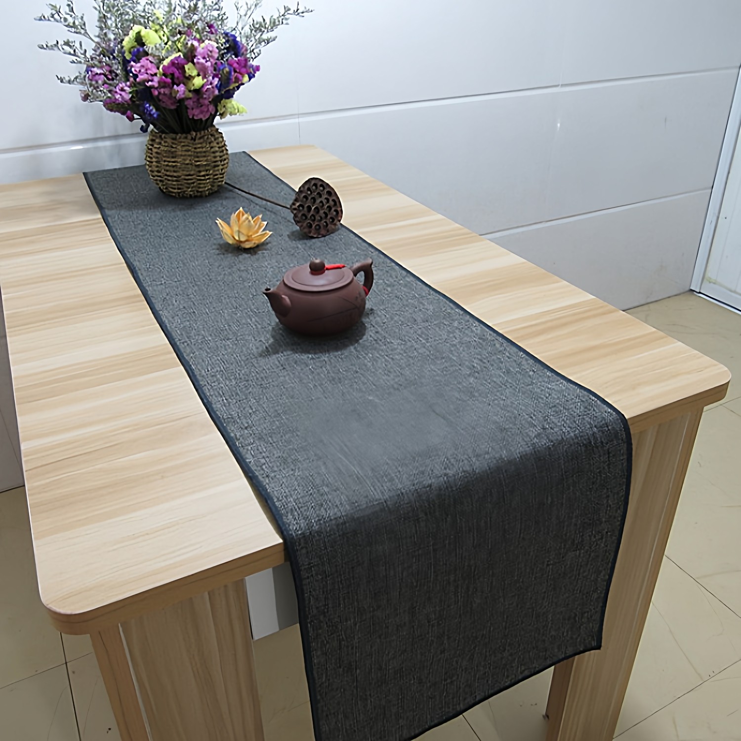 素色茶桌布简约茶席桌旗布茶旗