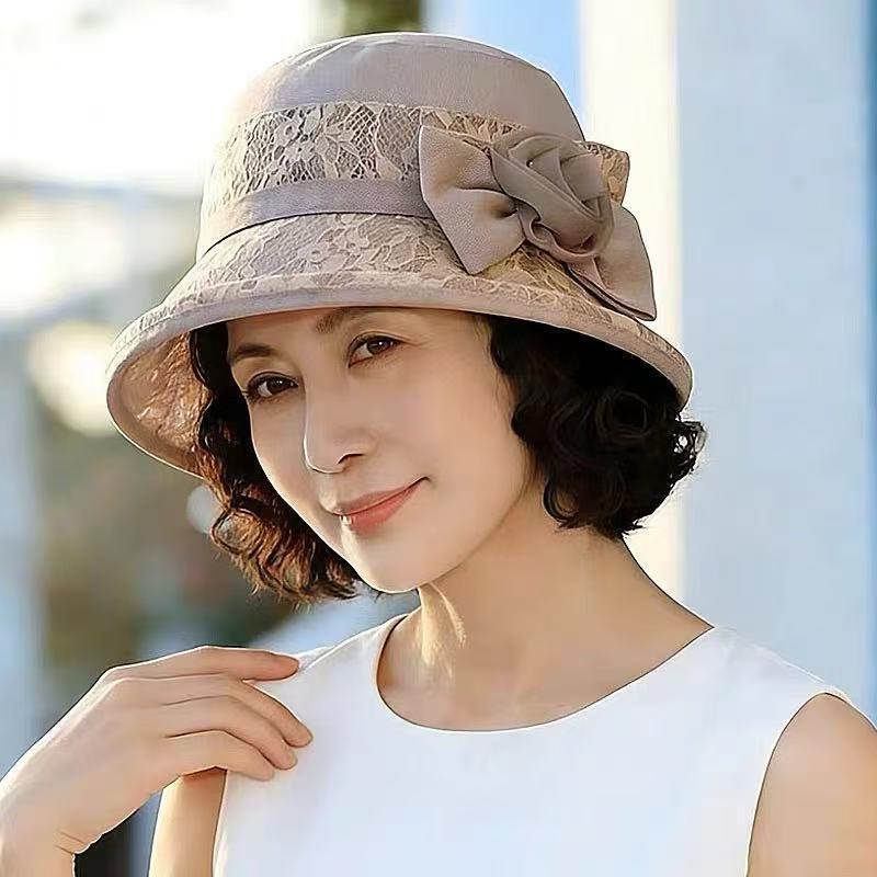 妈妈夏天遮白头发的帽子假发一体女款透气短卷发时尚渔夫帽带假发图片