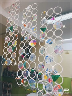 幼儿园美工区儿童自画像展示架中式手工涂鸦环创布置装饰吊环挂钩