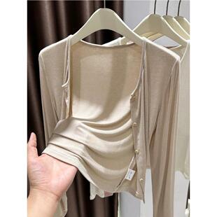 小外套 女春夏吊带裙外搭透气披肩冰针织罩衫 超弹皮肤衣开丝衫 薄款