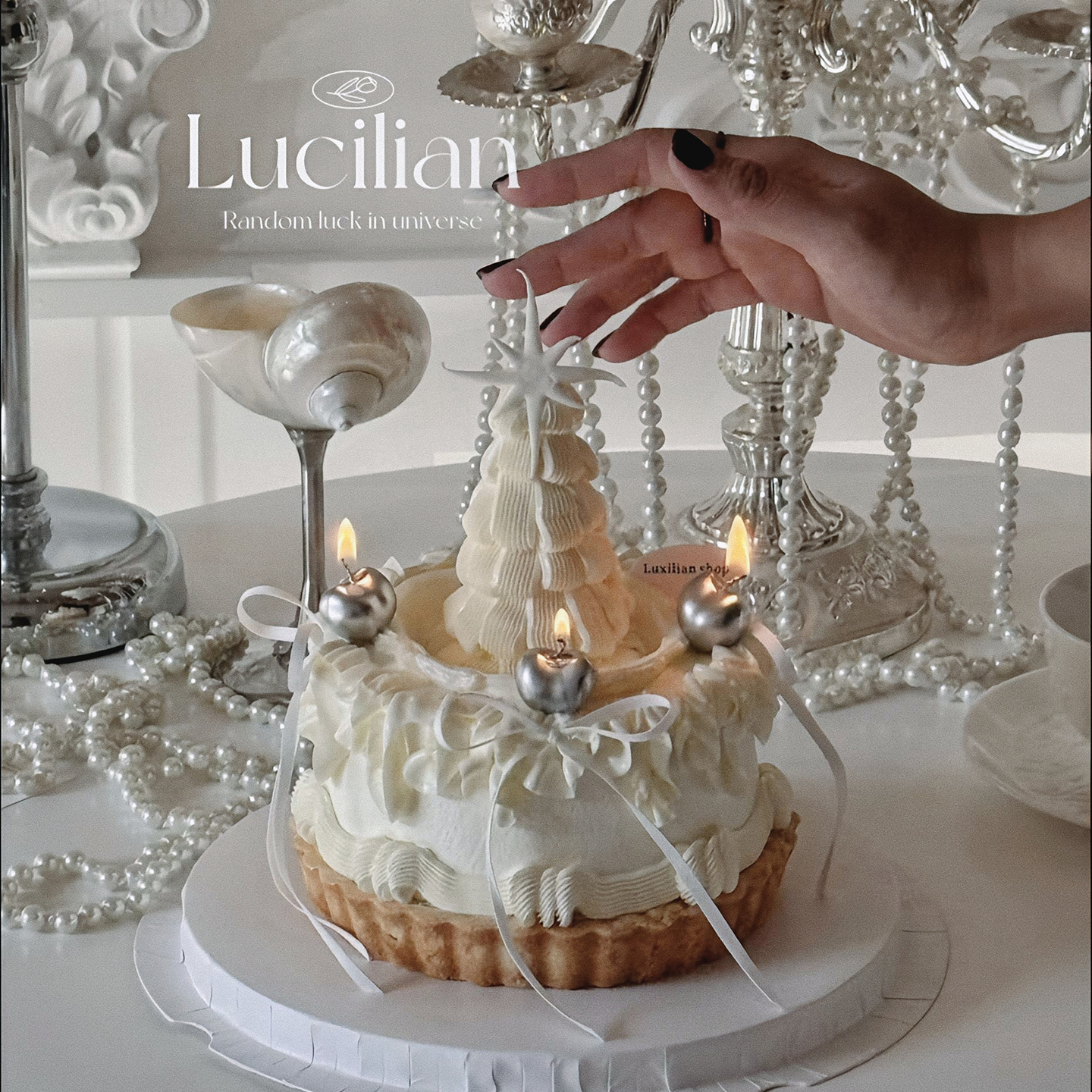 网红ins风圣诞节烘焙蛋糕装饰摆件浪漫金银色樱桃蜡烛丝带插件