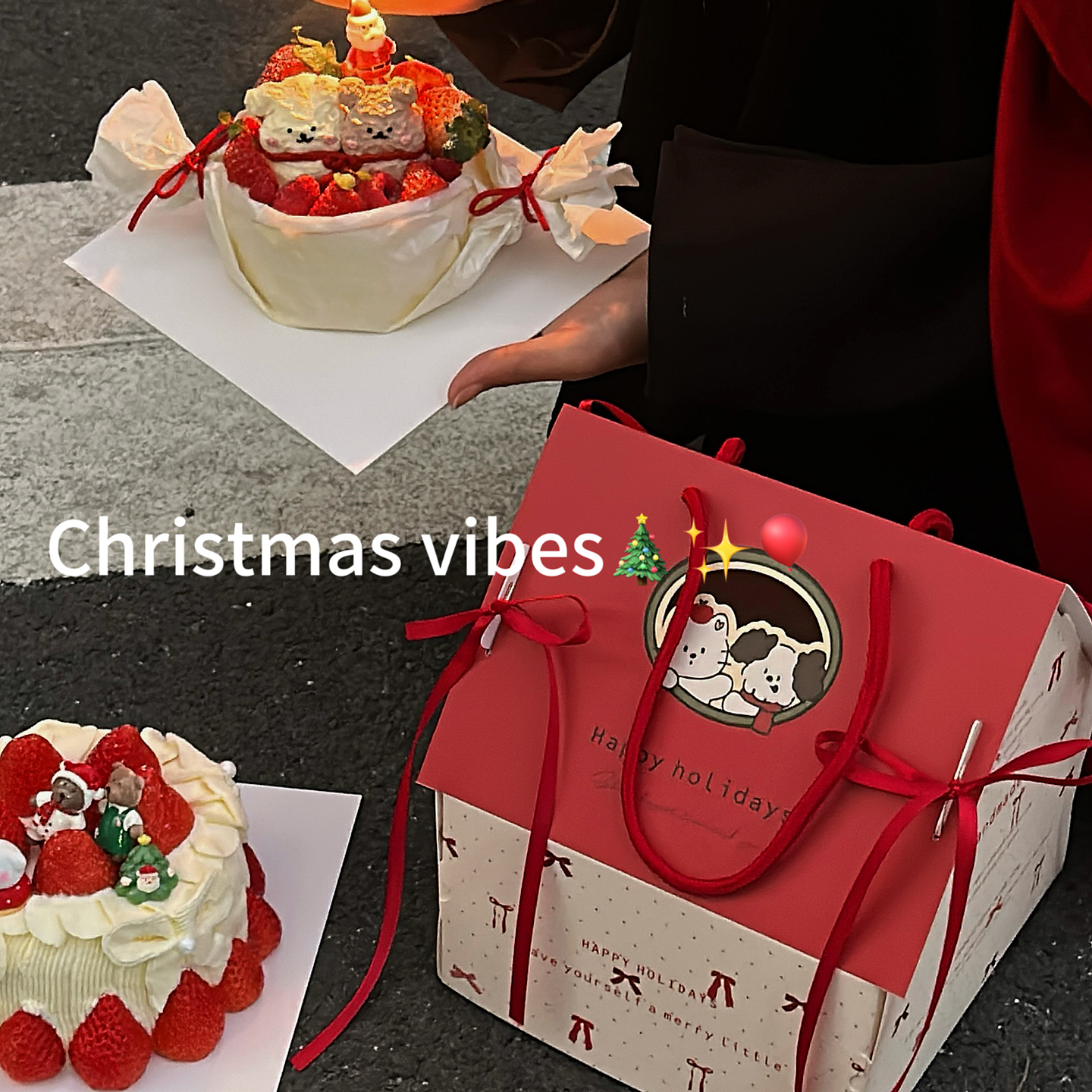 包邮网红圣诞节新年跨年红房子纸杯蛋糕礼盒手提包装甜品饼干盒