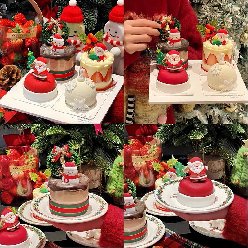 网红圣诞节平安夜蛋糕装饰摆件老人雪人花环铃铛圣诞树蜡烛插件,节庆用品/礼品,蛋糕/烘焙装饰用品,淘宝优惠券,粉丝福利购,淘宝优惠卷