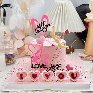 七夕情人节蛋糕装饰网红ins风创意点燃火焰魔术纸亚克力生日插件