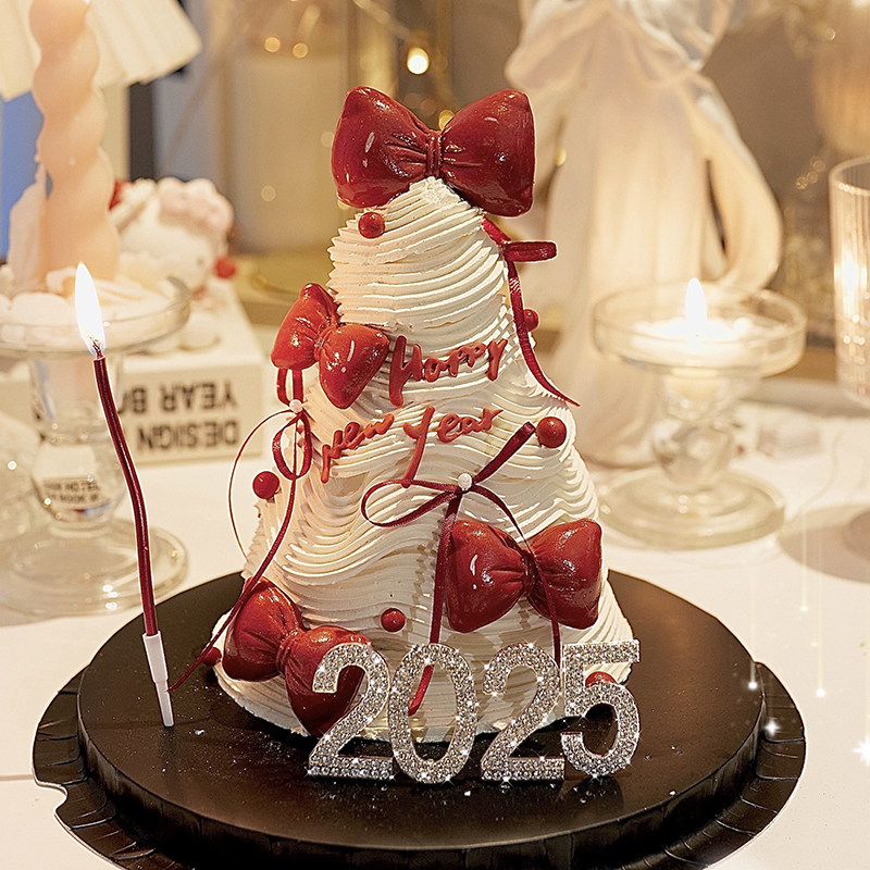佳妍新年跨年网红烘焙蛋糕装饰2025水钻数字皮质蝴蝶结插件蜡烛,节庆用品/礼品,蛋糕/烘焙装饰用品,淘宝优惠券,粉丝福利购,淘宝优惠卷