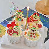 2025网红跨年新年蛇年烘焙纸杯蛋糕装 饰摆件软胶青蛇宝宝发财插件