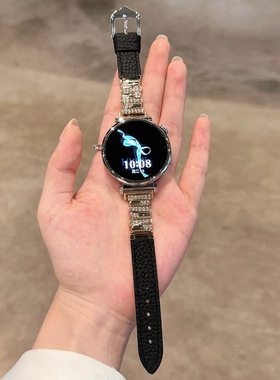 适用于华为GT6表带gt5手表不规则镶钻荔枝纹皮质watch5/4pro女gt4