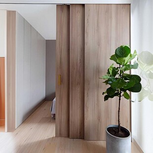 定制三联动厨房推拉门实木谷仓门隔断门单轨推拉门隐藏上轨道移门