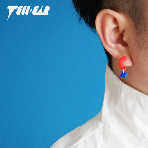 TELLEAR软陶多色星月男女耳钉