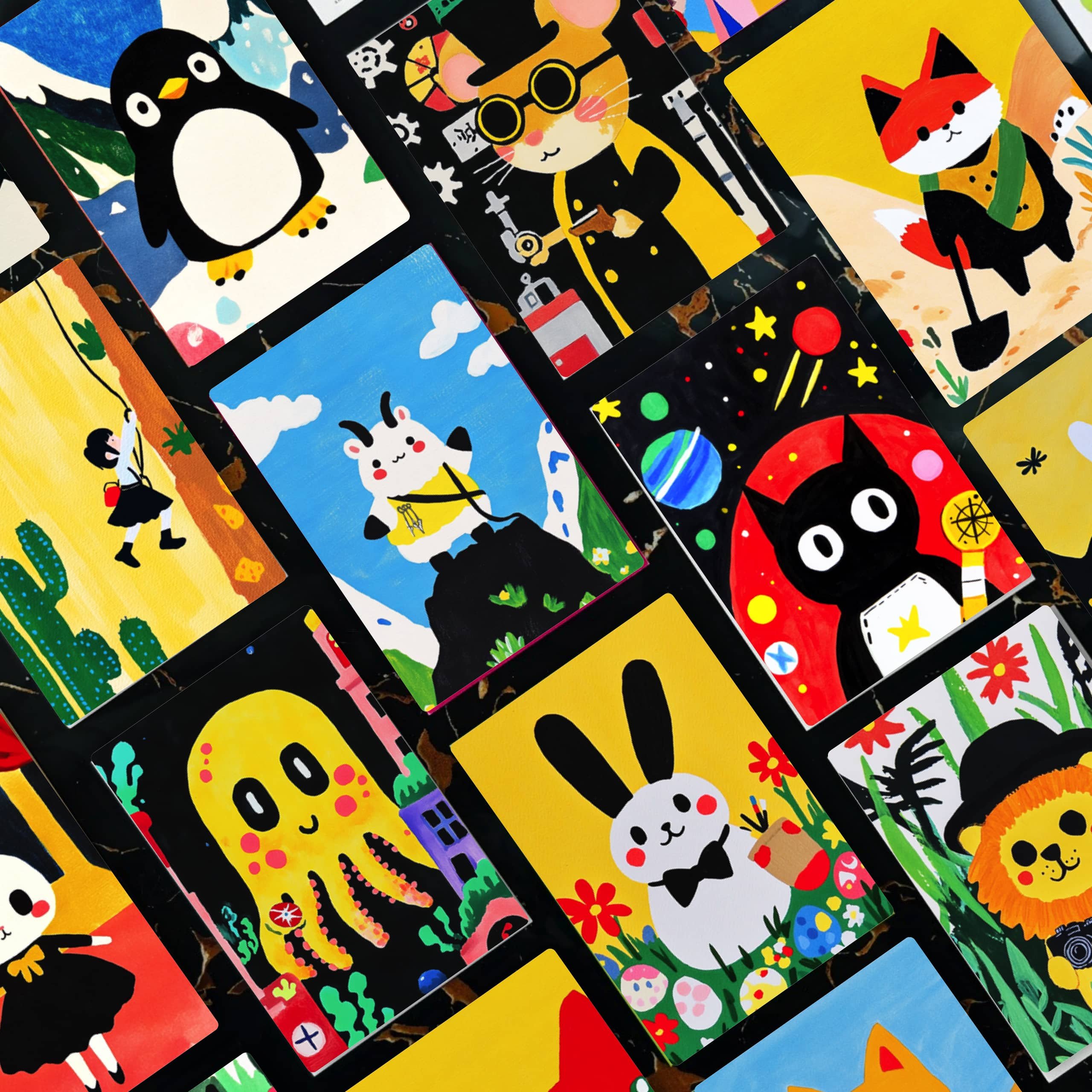 丛林可爱动物探险临摹卡儿童创意美术明信片马克笔卡通动物范图