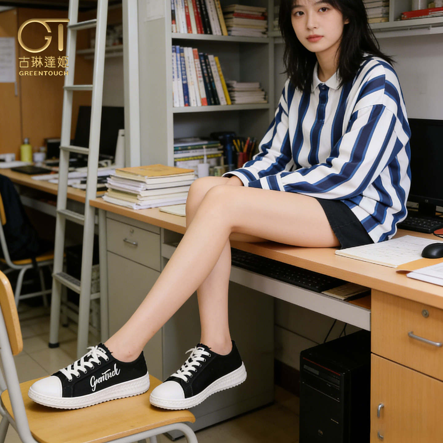 GT高档品牌女鞋2026新款夏透气黑色帆布鞋女运动休闲百搭软底板鞋