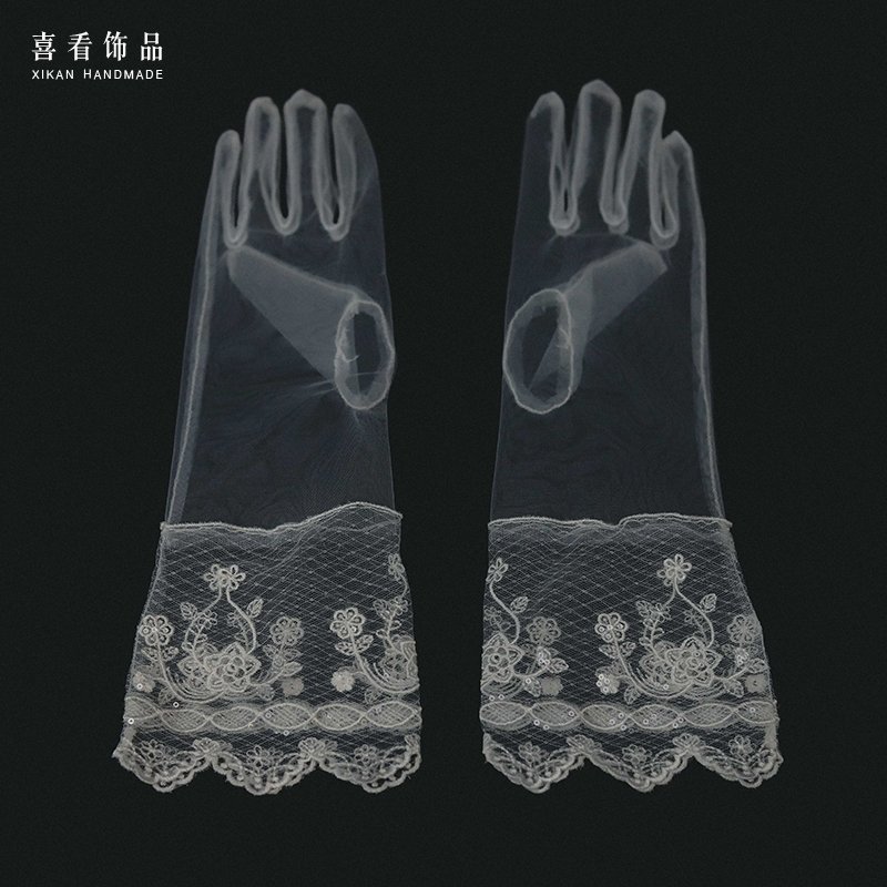 原创手作蕾丝手套新娘结婚白纱