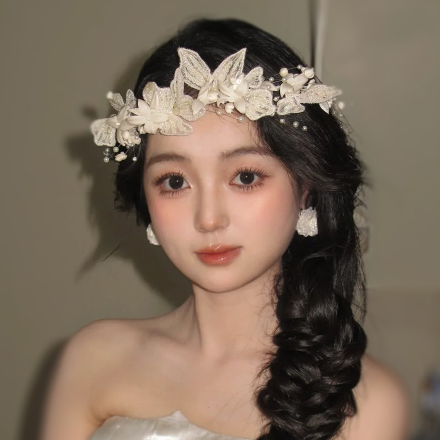 高端手作串珠刺绣花瓣发箍