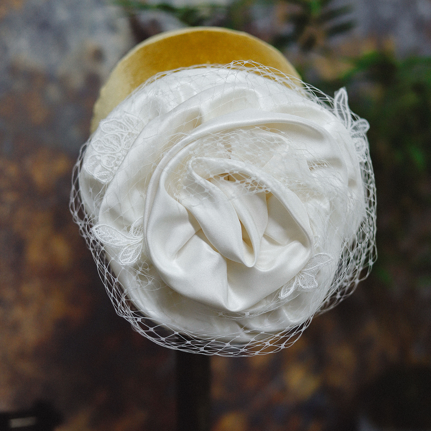 原创手作缎面蕾丝侧边礼帽