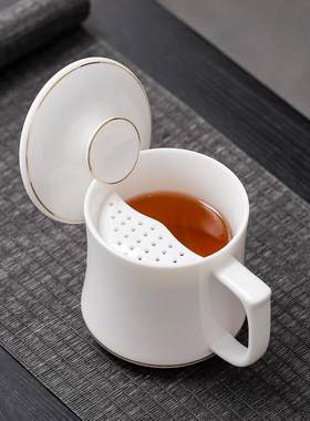 月牙过滤羊脂玉瓷茶水杯礼品定制