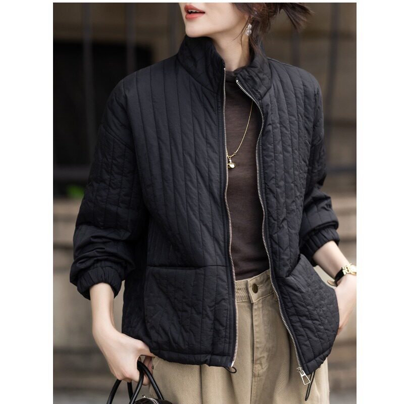 贵夫人休闲棒球服棉服2025秋短外套