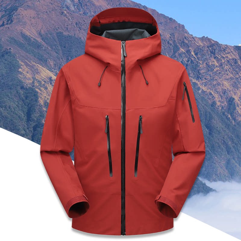 虹德齐情侣连帽户外全热封无缝压胶放大雨冲锋衣秋冬款登山服夹克