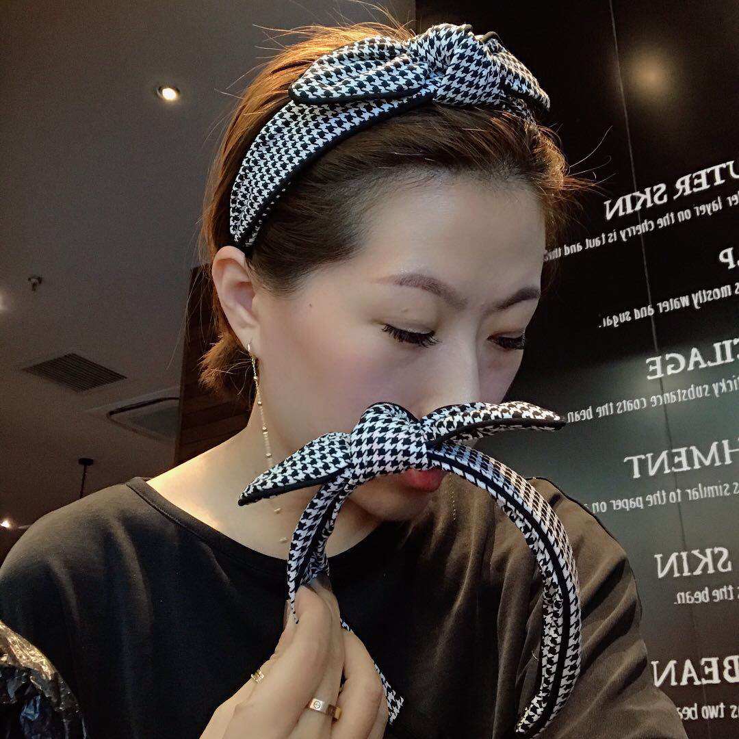 韩国东大门同款布艺中间结兔耳朵发卡林允千鸟格宽边发箍百搭头箍在类目 饰品/流行首饰/时尚饰品新, 发饰中 - 来自Buy2taobao.com提供专业的淘宝代购服务