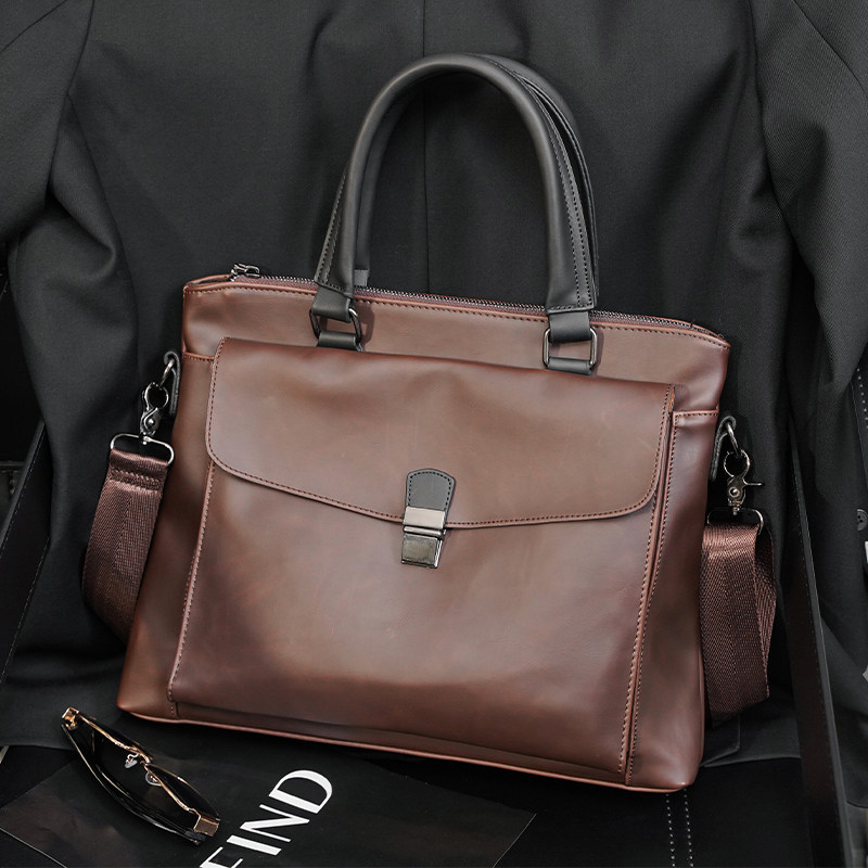 2025新款韩版复古公文包 男士疯马皮商务出差包 英伦单肩斜挎男包,箱包皮具/热销女包/男包,男士包袋,淘宝优惠券,粉丝福利购,淘宝优惠卷