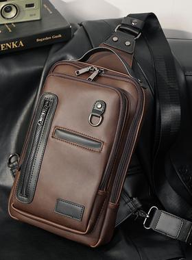 原创日韩新款男单肩包 复古潮流撞色男胸包 休闲轻商务iPad包背包